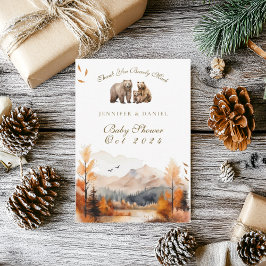 Bear Adventure Fall Mountains Neutrale Babydusche Dankeskarte