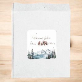 Bear Adventure Snowy Mountains Kinderdusche Quadratischer Aufkleber