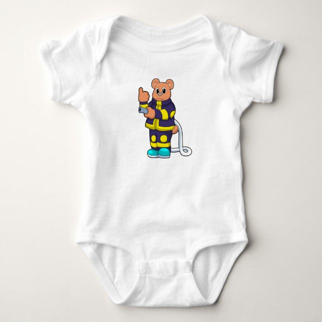 Bear als Feuerwehrmann in der Feuerabteilung mit H Baby Strampler (Vorderseite)