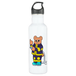 Bear als Feuerwehrmann in der Feuerabteilung mit H Edelstahlflasche