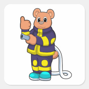 Bear als Feuerwehrmann in der Feuerabteilung mit H Quadratischer Aufkleber