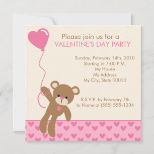 Bear and Balloons Valentinstag Einladung