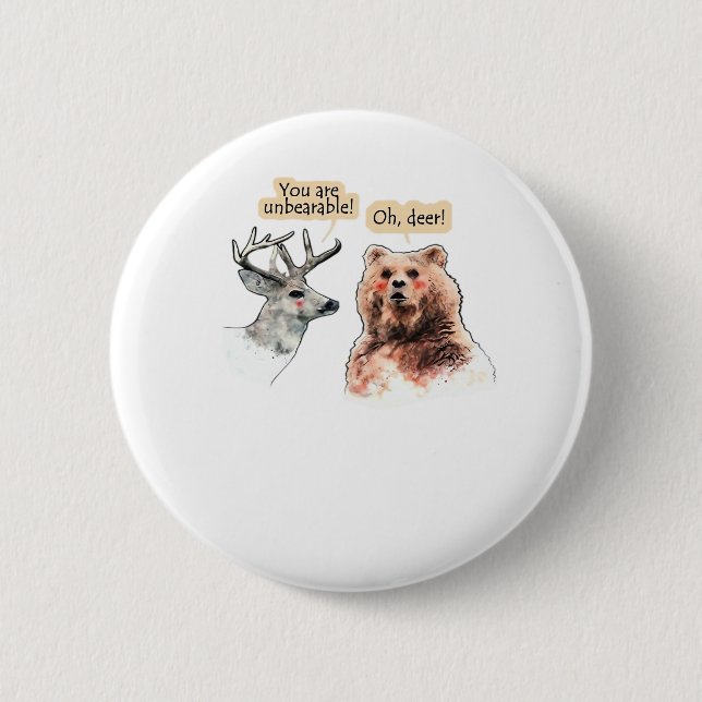 Bear And Deer Conversation Funny Wildlife Design  Button (Vorderseite)