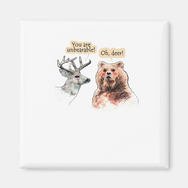 Bear And Deer Conversation Funny Wildlife Design  Magnet (Vorne)