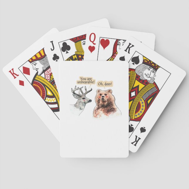 Bear And Deer Conversation Funny Wildlife Design  Spielkarten (Rückseite)