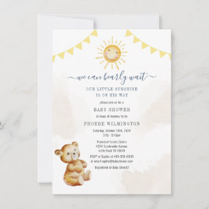 Bear and Sunshine Watercolor Babydusche Einladung