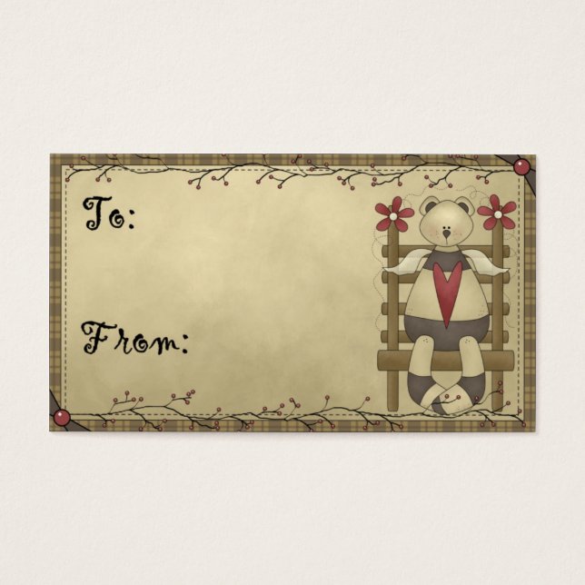 Bear Angel - Land/Prim Geschenketiketten (Vorderseite)