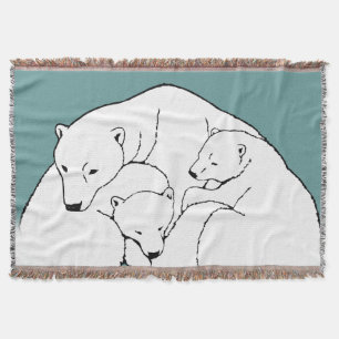 Bear Art Blanket Mother & Cubs Bear Throw Blanket Decke