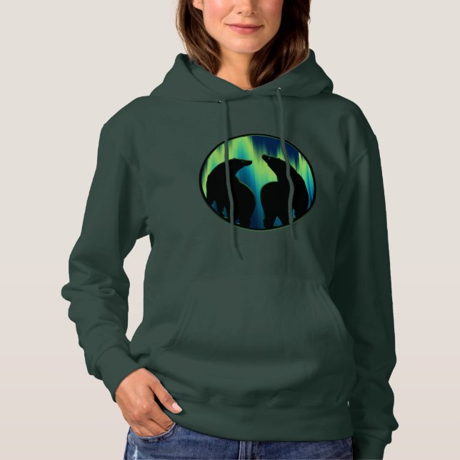 Bear Art Women's Hoodie Aurora Bären Hooded Shirt (Vorderseite)