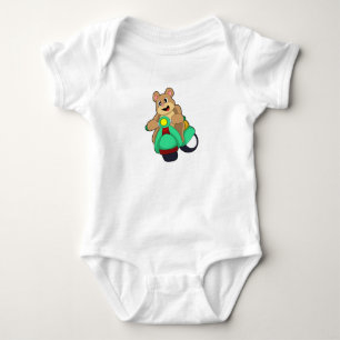 Bear as Biker with Scooter.PNG Baby Strampler