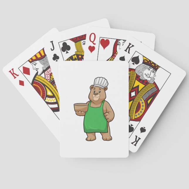 Bear as Cook with Cooking apron & Bowl Spielkarten (Rückseite)