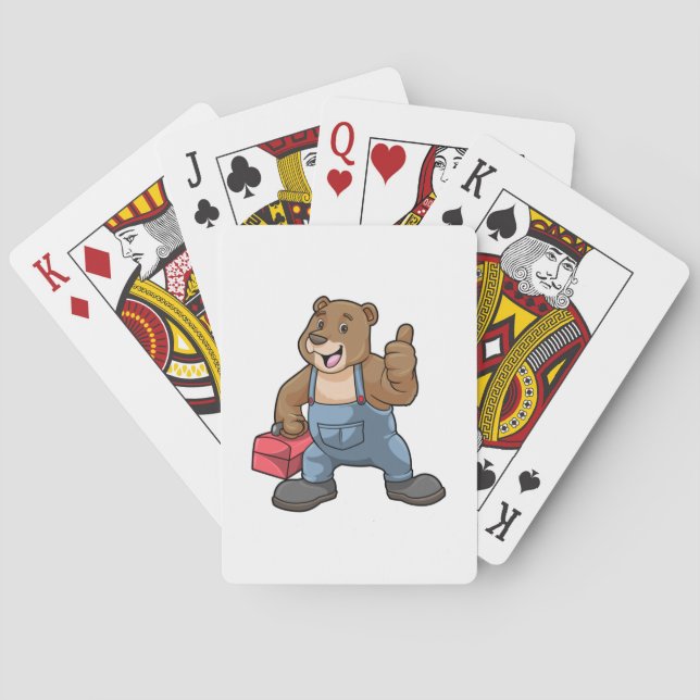 Bear as Craftsman with Tool box Spielkarten (Rückseite)