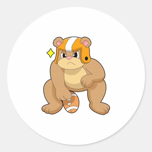 Bear at Football Sports Runder Aufkleber (Vorderseite)