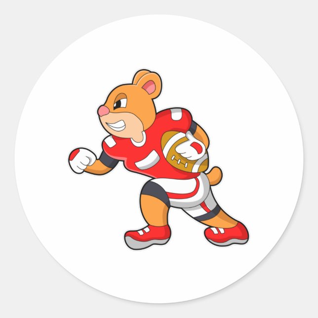 Bear at Football Sports Runder Aufkleber (Vorderseite)