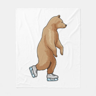 Bear at Ice skating with Ice skates Fleecedecke