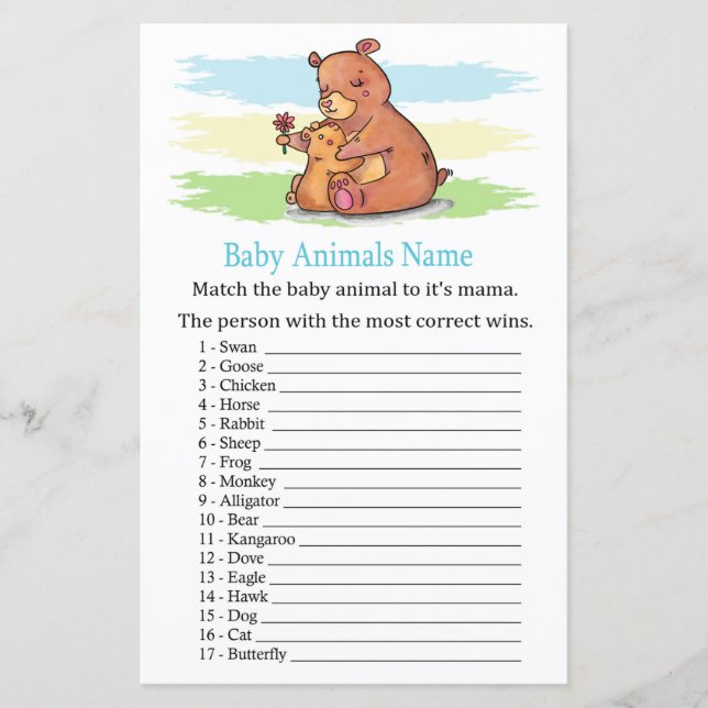 Bear Baby Animes Name Game (Vorderseite)