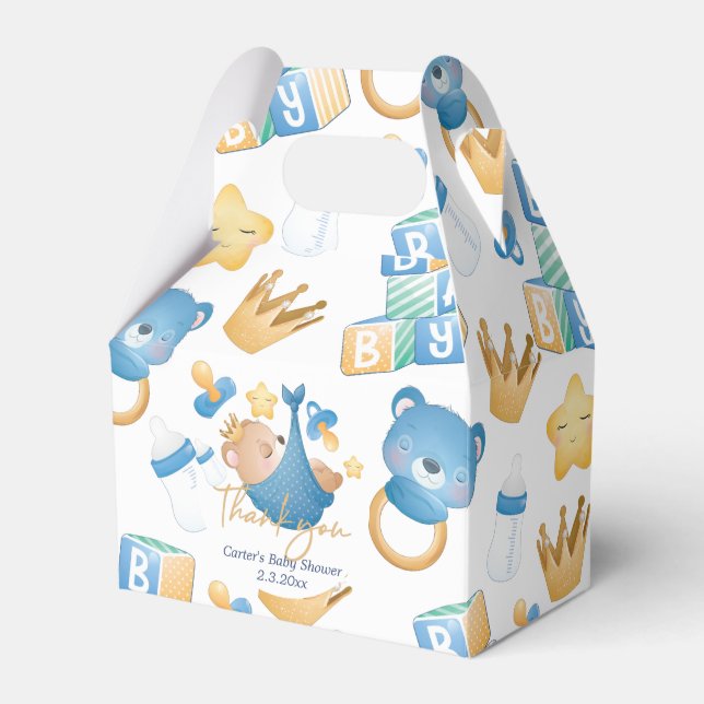 Bear Baby Boy Pastel Personalisiert Baby Dusche Geschenkschachtel (Vorderseite)