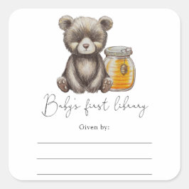 Bear - Baby Dusche Buchzeichen, Bücher für Baby Sq Quadratischer Aufkleber