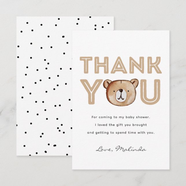 Bear Baby Dusche Danke Karte | Bärenbaby (Vorne/Hinten)