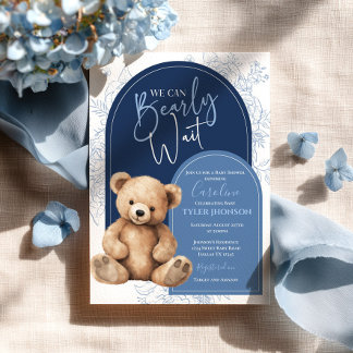Bear Baby Dusche Einladung Blue Ballon