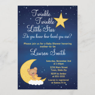 Bear Baby Dusche Einladung Twinkle Little Star
