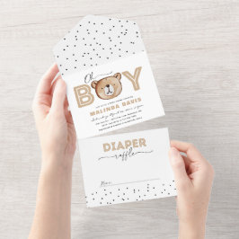 Bear Baby Dusche Einladung + Windelwanne in einem