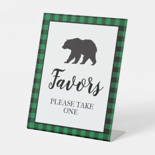 Bear Baby Dusche Grün Kariert Gefallen Sockelschild