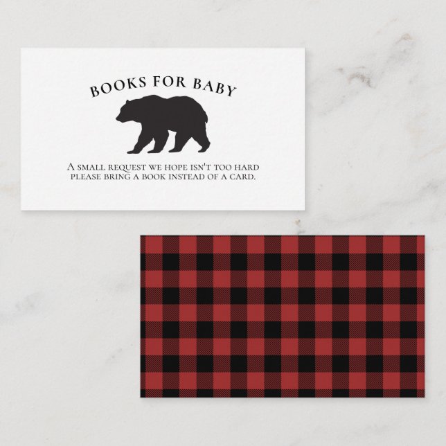 Bear Baby Dusche Karierte Bücher für Baby Begleitkarte (Vorne/Hinten)