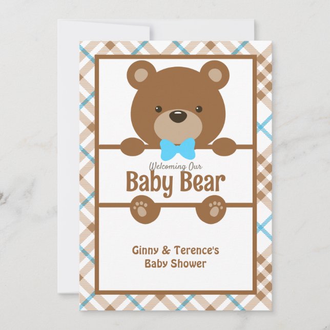 Bear Baby Dusche - Niedliche, klassische Schwanger Einladung (Vorderseite)