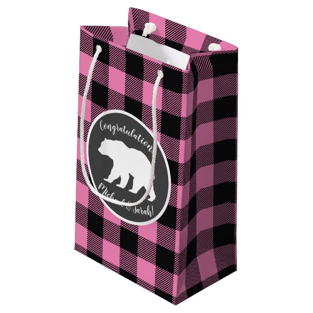 Bear Baby Dusche Pink Kleine Geschenktüte (Rückseite Schrägansicht)