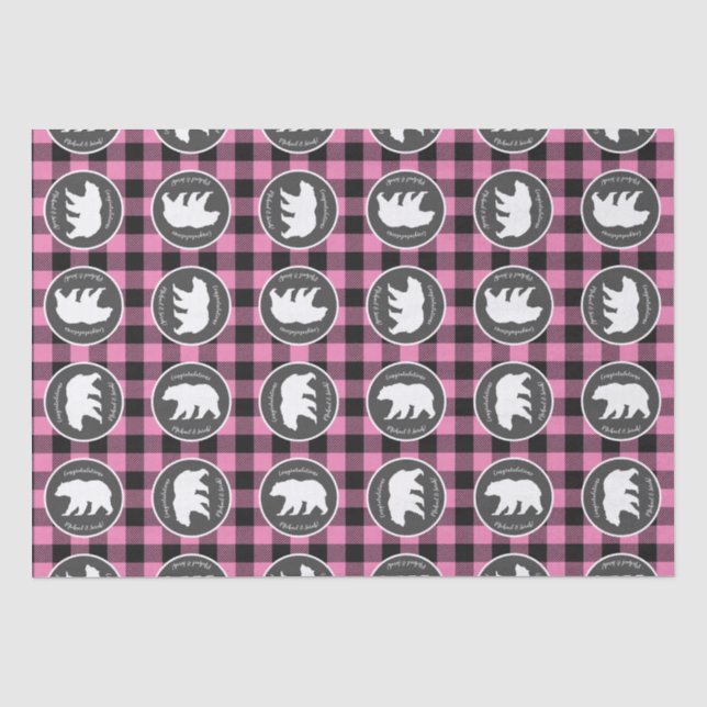 Bear Baby Dusche Pink Seidenpapier (Vorderseite)