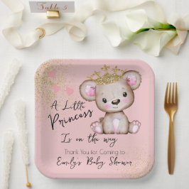 Bear Baby Dusche Princess Funkelnd Pink Pappteller