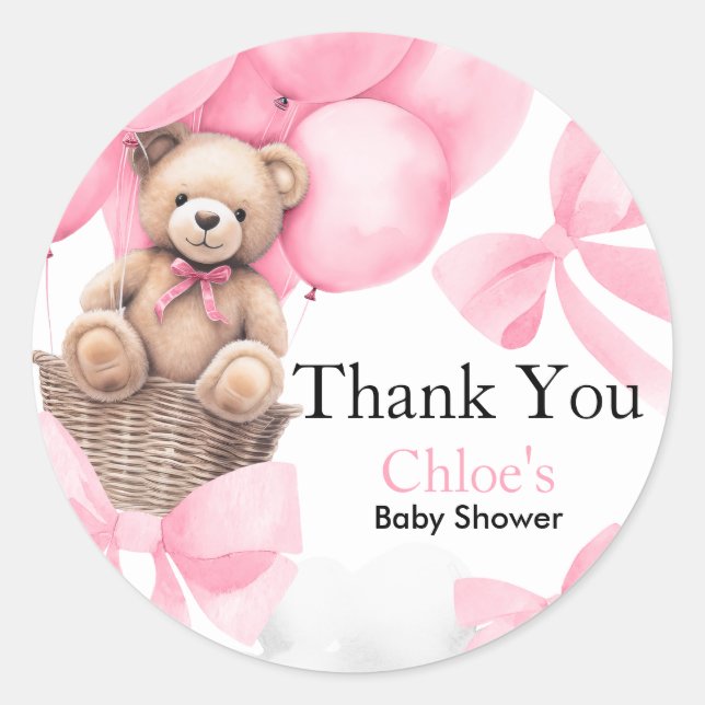 Bear Baby Dusche Runder Aufkleber (Vorderseite)