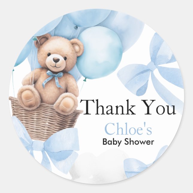 Bear Baby Dusche Runder Aufkleber (Vorderseite)
