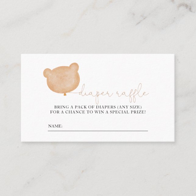 Bear Baby Dusche Windeln Raffle Ticket (Vorderseite)