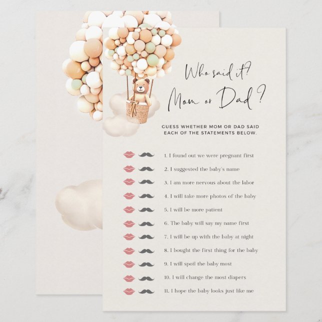 Bear Baby Duwer Game - Wer hat es gesagt - Mama od (Vorne/Hinten)