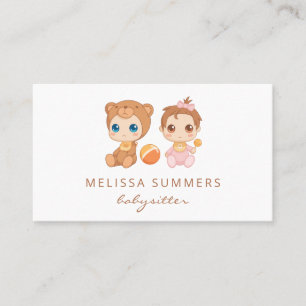 Bear Baby Girl Babysitter Kinderbetreuung Visitenkarte