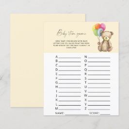 Bear - Baby Item Game. Baby Shower Game