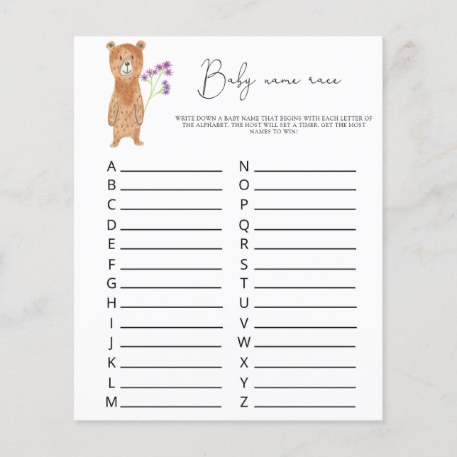 Bear - Baby name race game (Vorderseite)
