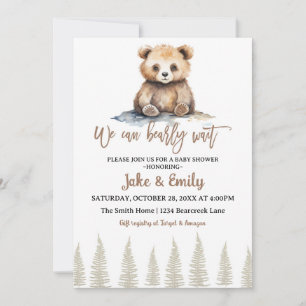 Bear Baby Shooter Bearly Wait Woodland Teddy Einladung