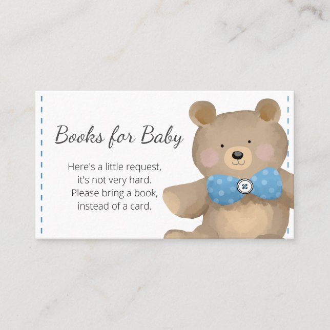 Bear Baby Shower Books für Baby Visitenkarte (Vorderseite)