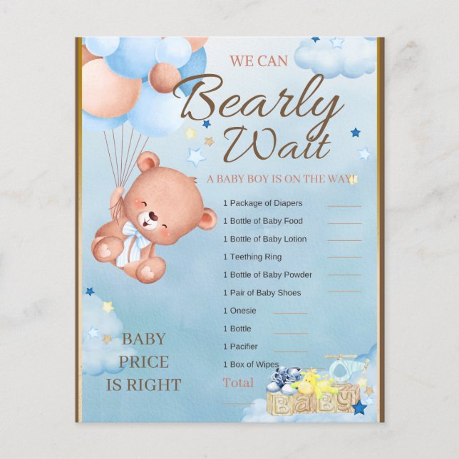 Bear Baby Shower Boy Game (Vorderseite)