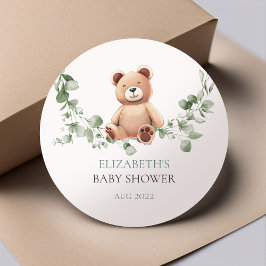 Bear Baby shower Classic Round Sticker