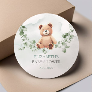 Bear Baby shower Classic Round Sticker