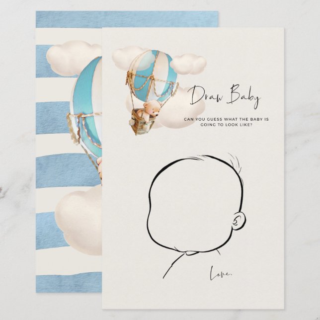 Bear Baby Shower Game - Gezeichnet Baby (Vorne/Hinten)