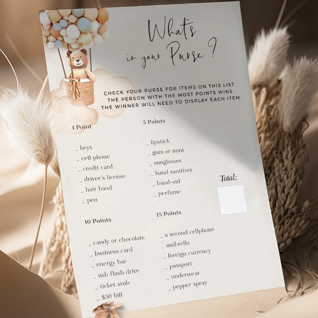 Bear Baby Shower Game Was in Ihrer Tasche? (Von Creator hochgeladen)