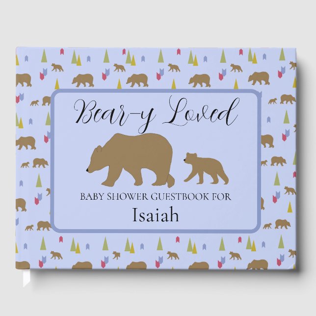 Bear Baby Shower Gästebuch für Baby Boys (Vorderseite)