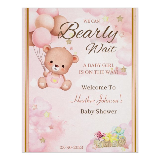 Bear Baby Shower Girl Poster (Vorderseite)