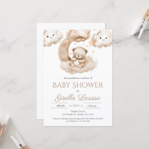 Bear Baby Shower Girl Spanische Einladung