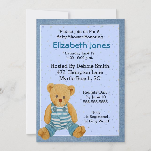 Bear Baby Shower Invitations (Devant)